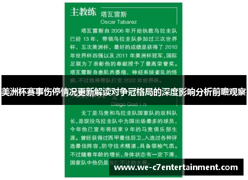 美洲杯赛事伤停情况更新解读对争冠格局的深度影响分析前瞻观察 美洲杯赛事伤停情况更新解读对争冠格局的深度影响分析前瞻观察